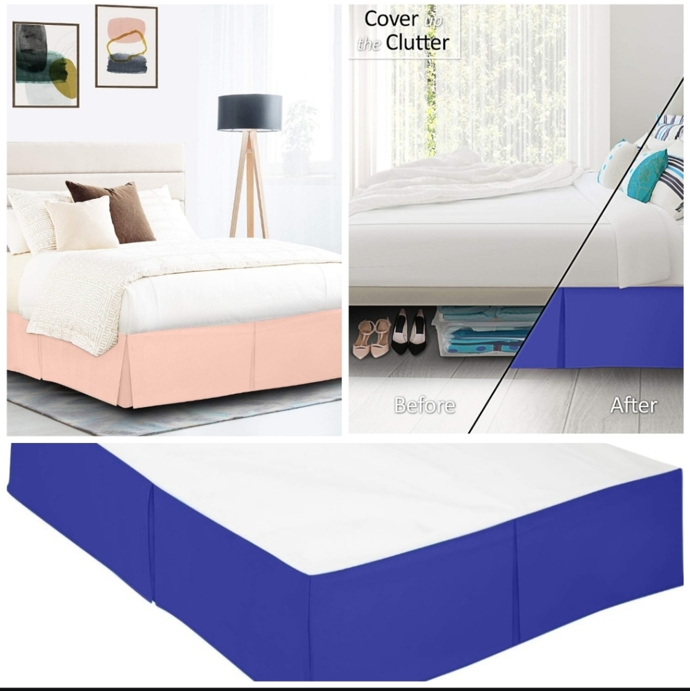 🍎 2 Nwt Bed Skirt Silky Soft Microfiber Peach Blue Full XL
